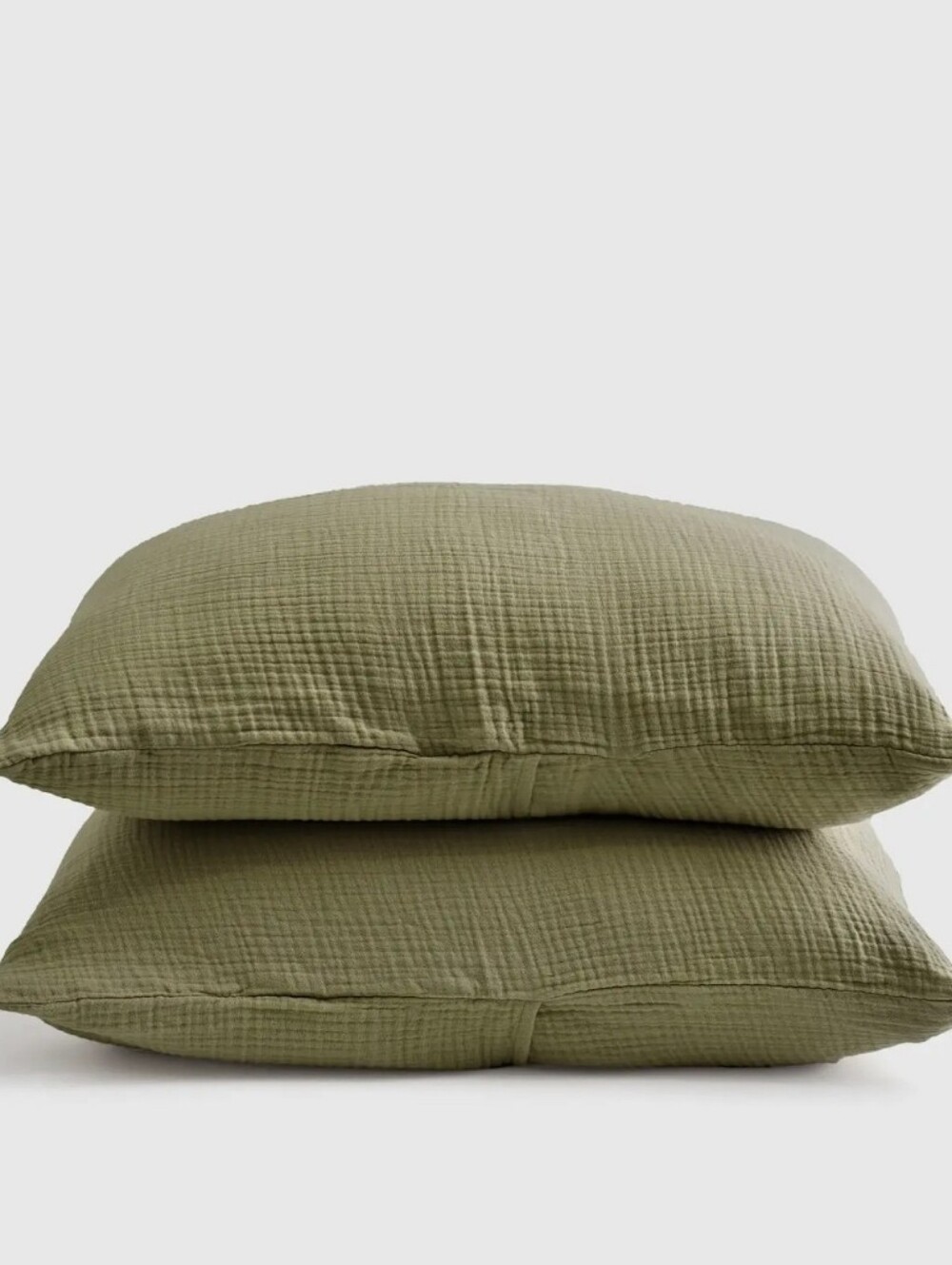 NWOT! Quince Organic Cotton Set Of 2 Olive Airy Gauze Shams! King (W4)